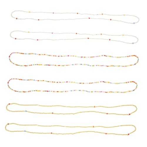 6 Stück Bikini -kette Set Kette Für Taille Taillenkette Strand Hüftkettengürtel Für Frauen Körperkette Taille Strandkettengürtel Körperkettenschmuck Gürtelkette Glasperlen von minkissy