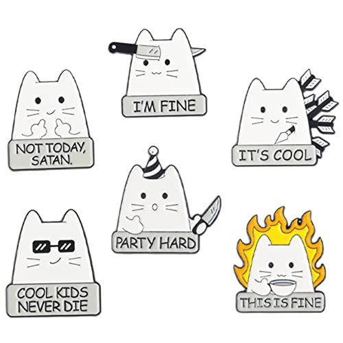 minkissy 6 Stück Cartoon Katze Broschen Für Frauen Zarte Broschen Aus Legierung Niedliche Emaille Nadeln Für Kleidung Rucksack Und Hut Für Partys Und Geschenke Kreative Katzenanstecker von minkissy