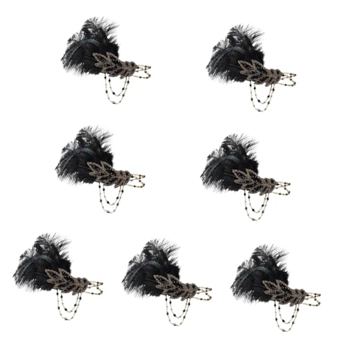 7pcs stirnband schwarz haarbänder schwarz haarschmuck schwarz stirnband 20er jahre flapper stirnband Fascinator Kopfschmuck gatsby kopfschmuck Haarschmuck Legierung braut von minkissy