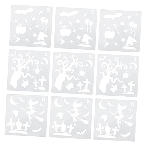 9St Halloween-Zeichnungsvorlage Kürbis-Schablone Schminkschablonen Blumenschablonen halloween schminke halloween make up aufkleber Schminkvorlage Tätowierungen Schablonen Weiß minkissy von minkissy