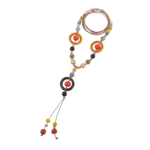 minkissy Lange Damen-pulloverkette Mit Perlenanhänger Geflochtene Boho-kette Statement-halskette Für Frauen Und Mädchen Vintage-design Seilartig von minkissy