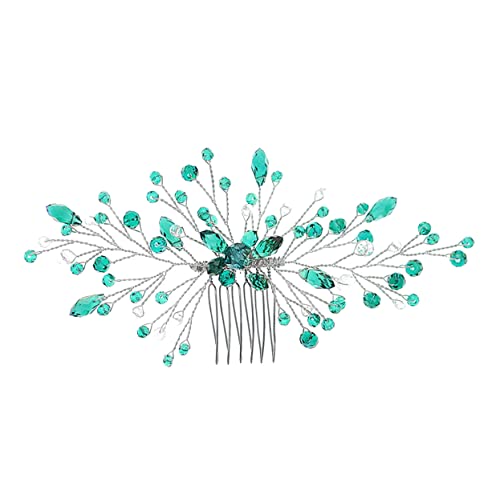Brautschmuck Haarkamm mit Grünen Kristallen Accessoire für Hochzeiten Partys Augenfällig Stabil Bräute und Damen Wasserfeste Haarspange von minkissy