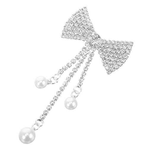 minkissy Brosche mit Schleifen Design Strass Perlen Anstecknadel für Damen Modisches Accessoire für Hochzeiten und Partys von minkissy