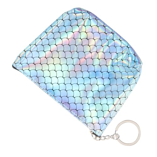 minkissy Klein Damen Geldbörse Mit Fischschuppen-Design Pu-Leder Reißverschluss Große Kapazität Für Studenten Und Büroangestellte Multifunktionale Und Stylische Brieftasche in Blau von minkissy