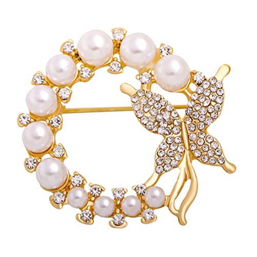Frauen Brosche mit Perlen Schmetterlingsdesign Stilvolles Accessoire für Hochzeiten Partys Alltagsmode Eleganter Schmuck für Damen von minkissy