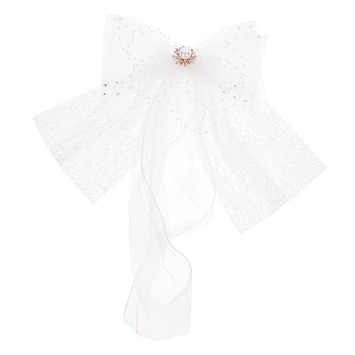 Kopfbedeckungen für die Braut Hochzeitskleider Roaring 20s Kostüme für Frauen Brautperlenschleier Geschenke Tiara weißer Brautschleier Brautduschengeschenk Anmut Haarschmuck Spitze von minkissy