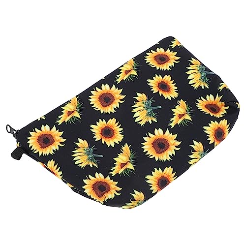 minkissy Make up Tasche Sonnenblumenmuster Multifunktionale Kosmetiktasche Für Damen Tragbare Kulturbeutel Kompakte Reise Make up Tasche Praktischer Kosmetikbehälter von minkissy