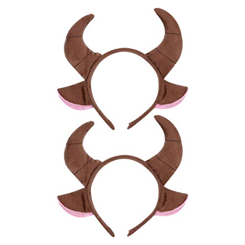 Minkissy 2Pcs Kuh Stirnband Kuh Horn Ohr Haar Hoop Halloween Hörner Ohren Haarband Kostüm Cosplay Kopfschmuck für Kinder Erwachsene von minkissy