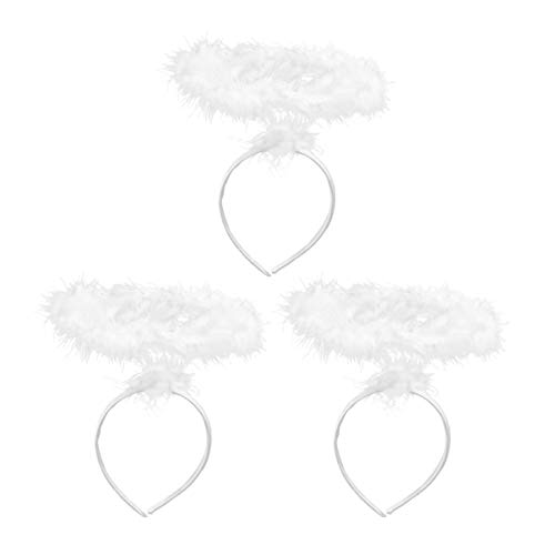 Minkissy 3Pcs Engel Stirnbänder Weiße Feder Halo Stirnbänder Halloween Engel Kostüm Feder Halo Haarband Haarreifen für Halloween Weihnachten Karneval Kostüm von minkissy