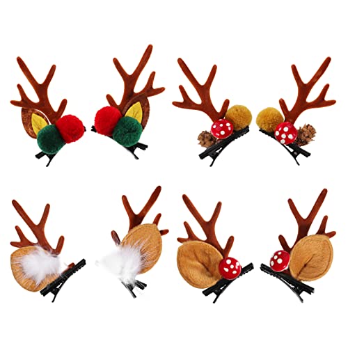 Minkissy 4 Paare Weihnachts-haarschmuck Rentier Ohren Haar Klammern Weihnachtshaarschmuck Für Frauen Weihnachtshaarnadeln Haarspangen Für Weihnachtsmädchen Weihnachten Kind Geweih von minkissy