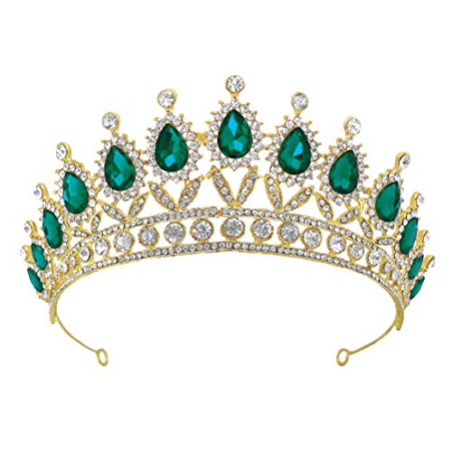 Minkissy Barock Krone Vintage Kristall Strass Braut Krone Und Tiara Prinzessin Königin Barock Stirnband Haarschmuck für Geburtstag Hochzeit Festzug Abschlussball (Grün) von minkissy