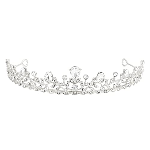 Minkissy Strasskrone Kristall Prinzessin Crown Barockkrone Geburtstag Tiara Hochzeit Tiaras Und Kronen für Frauen Mädchen ( Silber ) von minkissy
