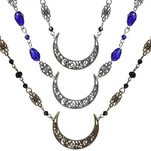 Minkissy böhmischen Kopf Kette Mond Anhänger Kopf Kette Halbmond Kopfschmuck Retro Kristall eingelegten Stirn Schmuck Halskette für Frauen Dame Mädchen 3St von minkissy