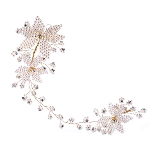 Perlen blumen Stirnband Perlenstirnbänder Blumenmädchen-Stirnband Hochzeit Haarspangen Tiara Haarbänder braut perlen kopfschmuck Perlen Haarband die Blumen Kopfbedeckung Abs Weiß von minkissy