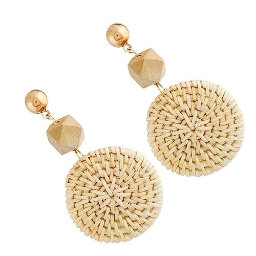 minkissy Quastenohrringe Damen Rattanweberei Retro Schmuck Tropfen Ohrring Ethnische Ohrhänger Reise Leichtgewichtig von minkissy