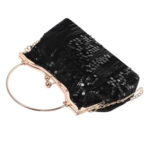 Umhängetasche mit Pailletten Fischschuppen Schwarze Crossbody Handtasche für Frauen für Partys Reisen von minkissy