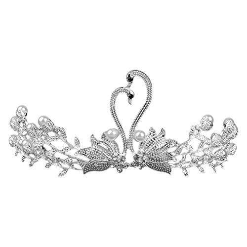 Vintage Prinzessin Haarkrone Schwan Kopfbedeckung Strass Kronen Für Frauen Hochzeit Tiara Für Frauen Kristallkronen Für Frauen Schwanenkrone Braut Stirnband Barock- Weiß von minkissy