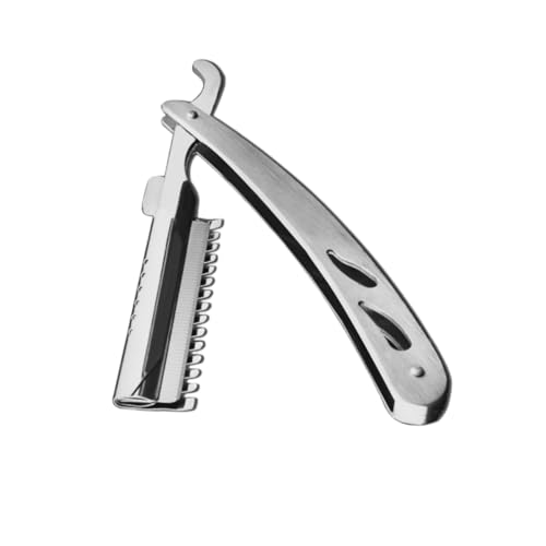minkissy Faltbarer Vintage-stahlschaber-rasierer Für Bart Und Haarschnitt Augenbrauenformungswerkzeug Mit Kompaktem Design Für Und Salongebrauch von minkissy