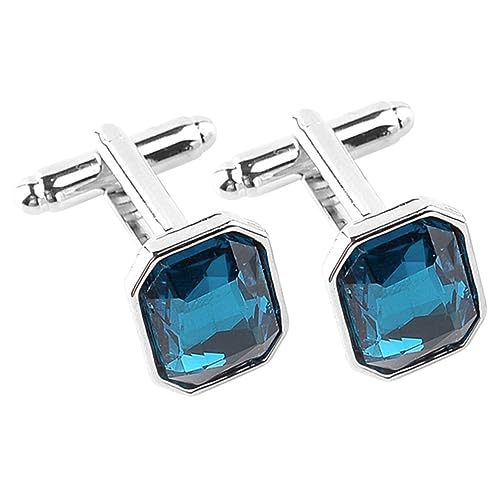 minkissy 1 Paar Diamant-Manschettenknöpfe Hochzeit Emaille silberne Manschette Manschettenlinks schmuckkästchen Frauen kleiden Manschettenknöpfe modischer Manschettenknopf Strasssteine Blau von minkissy