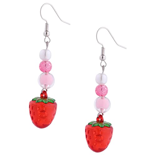 minkissy Erdbeerohrringe Für Damen Baumelnde Harzohrringe Mit Obstdesign Tropfenohrringe Für Besondere Anlässe Und Alltag von minkissy