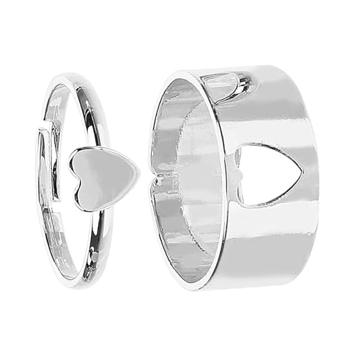 1 Paar Herz Ringe für Verstellbar Offener Ring Modischer Schmuck für Damen Herren Perfektes für Freundinnen Freunde Design für Besonderen von minkissy