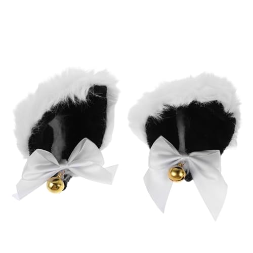 minkissy 1 Paar Katzenohr -Kopfschmuck pelzige Haarspangen Haarband mit Tierohren Kopfbedeckung mit Katzenohren Tierkostüm-Haarspangen Cosplay -Kopfbedeckung Tierhaarspange Weiß von minkissy