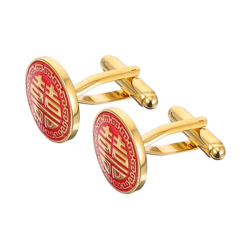 minkissy 1 Paar Manschettenknöpfe Kupfer Goldene Cufflinks im Chinesischen Accessoires für Bräutigame Männer für Partys Besondere Anlässe von minkissy