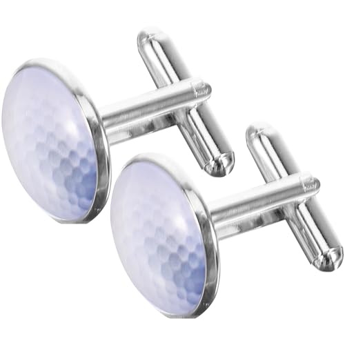 minkissy 1 Paar Manschettenknöpfe in Golfform, Metall Und Kristallglas, Silber, 2,5 X 1,8 Cm, Geschenkbox für Damen Und Herren von minkissy