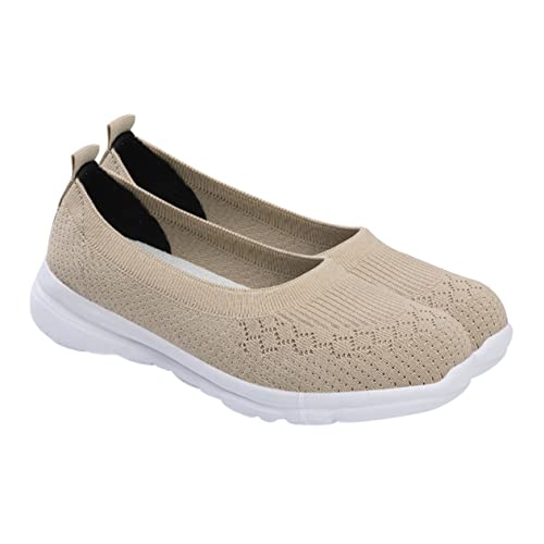 minkissy 1 Paar Mesh Wanderschuhe Schuhe für Frauen schmucklos Weiß Damenschuhe Gehen Sneaker Damen Arbeitshandschuhe Damen-Sneaker rutschfeste Turnschuhe leichte Schuhe Sohle: md Khaki von minkissy