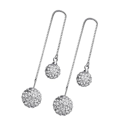 minkissy 1 Paar Quasten-Ohrringe aus Strass Strass-Ohrtropfen Quaste Ohrtropfen Strassschmuck für Damen Silber von minkissy