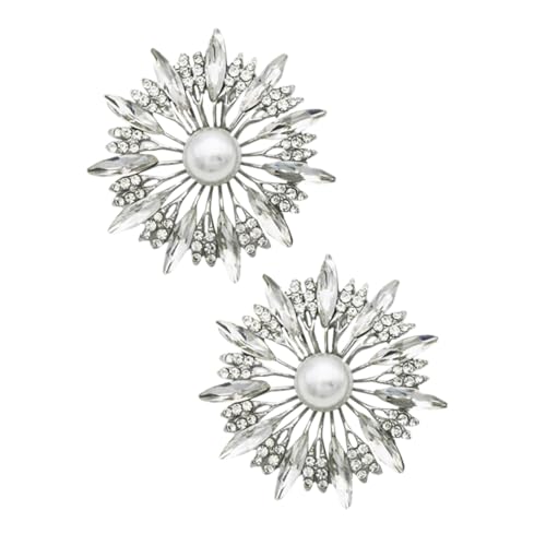 minkissy 1 Paar Schuhschnallendekoration Bräute Zubehör für Hochzeitsschuhe Blumen Schuhdekorationsclips Schuhclips für Damen Schuhanhänger Umweltschutz Zinklegierung Silver von minkissy
