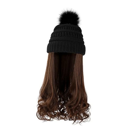 minkissy Warme Beanie-mütze Gewellte Perücke Häkelmütze Für Damen Party Mode-accessoire von minkissy
