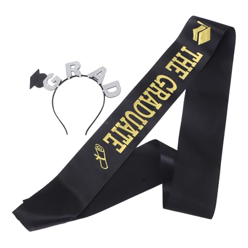 minkissy Schärpe Und Stirnband Für Abschlussfeiern Passend Zum Abschlusshut Mit Schultergurt Zum Anziehen Für Bälle Und Fotoshootings von minkissy