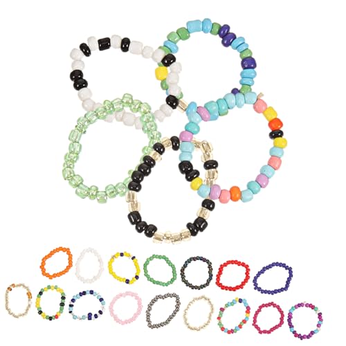 minkissy 1 Satz Bead Ringe Für Frauen Teiliges Modischer Fingerring Mit Perlen Für Täglichen Gebrauch Komfortabel Vielseitig Kombinierbar 21 Stück von minkissy