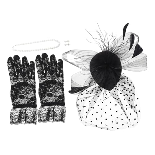 minkissy 1 Satz Brautschmuck mit Federn Perlenhalskette Ohrringen Haarnadel Elegantes Accessoire für Hochzeiten Partys Feiern Besondere Anlässe Teilig von minkissy