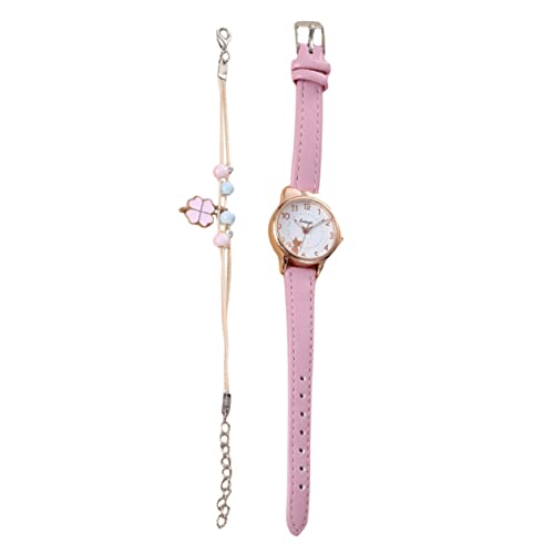 minkissy 1 Satz Damen Armbanduhr mit Katzenmotiv Verstellbares Lederarmband Elegantes Design für Täglichen Gebrauch Passendem Armband Präzise Zeitmessung für Frauen von minkissy