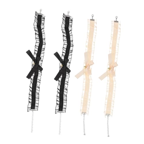 minkissy 1 Satz Damen Choker mit Schleifen Spitze Kleidung Accessoires Beige Hautfreundlich Langlebig für Verschiedene Anlässe von minkissy