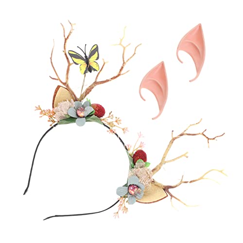 minkissy Zweig Stirnband mit Feenohren Cosplay Zubehör für Halloween Karneval und Kostümpartys und Langlebiges Rentiergeweih Stirnband von minkissy
