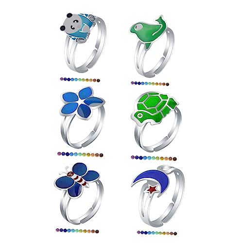 minkissy 1 Satz Farbwechselnder Finger Ring Thermochromischer Schmuck Für Teenager Einzigartige Designs Für Partys Festivals Ringe Verstellbar Stylisch 6 Stück von minkissy