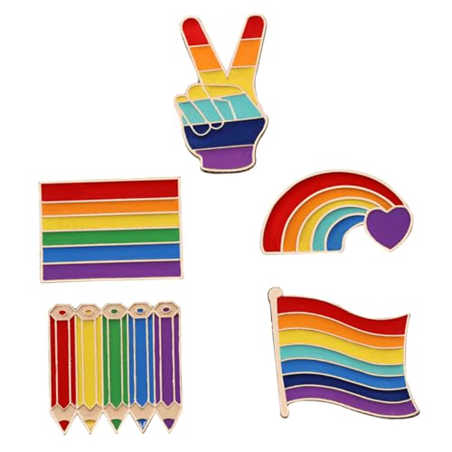 minkissy 1 Satz Kleidung Accessoire Regenbogen-abzeichen-anstecknadel Broschennadel Broschen Für Kleidung Dekorative Brustnadel Anzug Corsage Legierung Colorful 5 Stück von minkissy