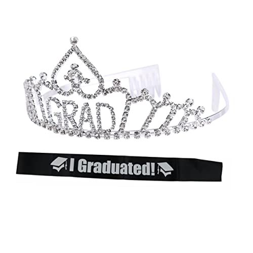 minkissy 1 Satz Kronschmuck Mädchen Abschluss liefert Graduierungs-Etikettengürtel Abschlusskrone Party dekorative Schärpe Etikette Gürtel Abschlussschieb Satintuch von minkissy