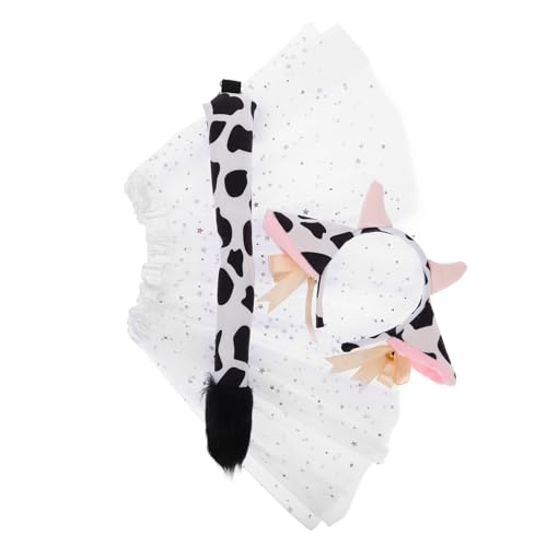 minkissy 1 Satz Kuh-Stirnband-Set Kuh Kopfschmuck Niedlicher Tierkopfschmuck Verkleidung Stirnband Accessoire Stirnband tier ohren haarreif Cosplay-Requisite Cosplay-Dekore Plüsch Weiß von minkissy