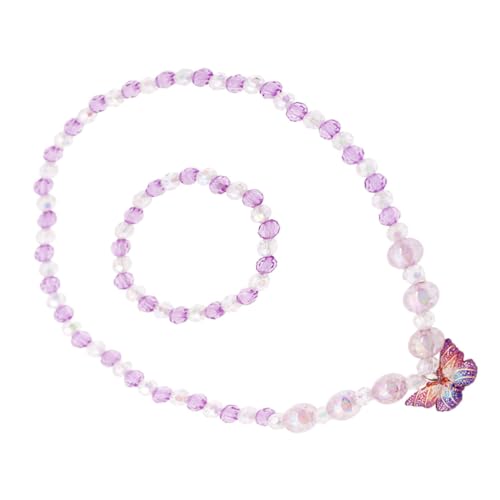 minkissy 1 Satz Kunterbuntes Schmuckset für Kleine Verstellbare Halskette Armband mit Schmetterlingsanhänger Handgefertigte Spielzeuge für Jahren Partys von minkissy