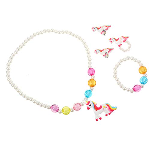 minkissy Einhorn Schmuckset Für Mädchen Junge Mädchen Ring Junge Armband Halskette Ohrring Leichte Kompaktes Design Hochwertigem Material Langlebig Leuchtenden Farben Kreative von minkissy