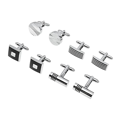 minkissy 1 Satz Manschettenknöpfe Herren Set Cufflinks Für Business Festlichkeiten Mit Schwarzem Emaille Gestreiften Designs Perfektes Für Väter Ehemänner Freunde 4 Paare von minkissy