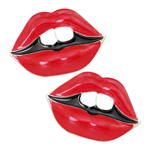 minkissy 1 Satz Rote Lippen Brosche Damen Kostümaccessoires Emaille Anstecker Für Kleidung Schals Und Hüte Langlebig Und Sicher Legierung 2 Stück von minkissy