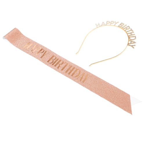 minkissy 1 Satz Satz Geburtstag Schultergurte Rosa Tiara Stirnbänder Die Dekoration Hochzeit Stirnband und Schärpe Alles zum Geburtstag Hair Band Legierung Rose Gold von minkissy