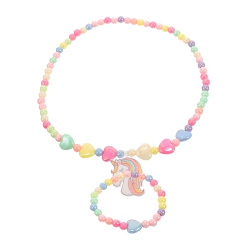 minkissy Einhorn Schmuckset für Mädchen Perlenkette und Armband Süßes Kinderaccessoire Leicht und Sicher für Geburtstage und Themenpartys von minkissy