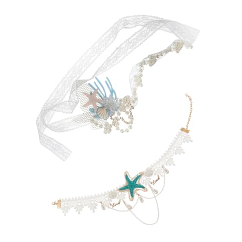 minkissy Künstliche Halskette Und Muschel-haarband-set Stilvolle Kopfbedeckung Mit Meeresmotiven Für Damen Party-accessoire von minkissy