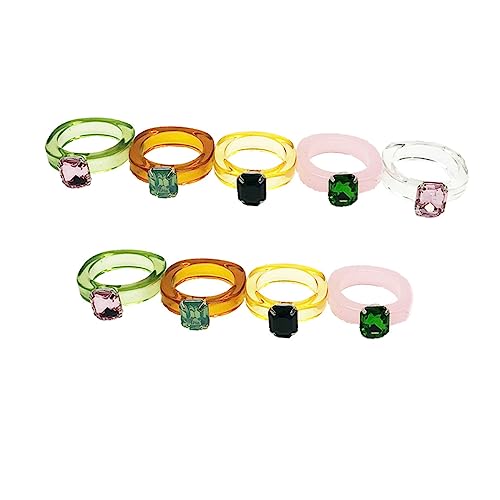minkissy 1 Satz Teiliges Bunte Gemstone Ringe Für Damen Einzigartige Kreative Finger Ringe Für Festivals Und Besondere Anlässe Modischer Schmuck Zur Aufwertung Ihres 9 Stück von minkissy